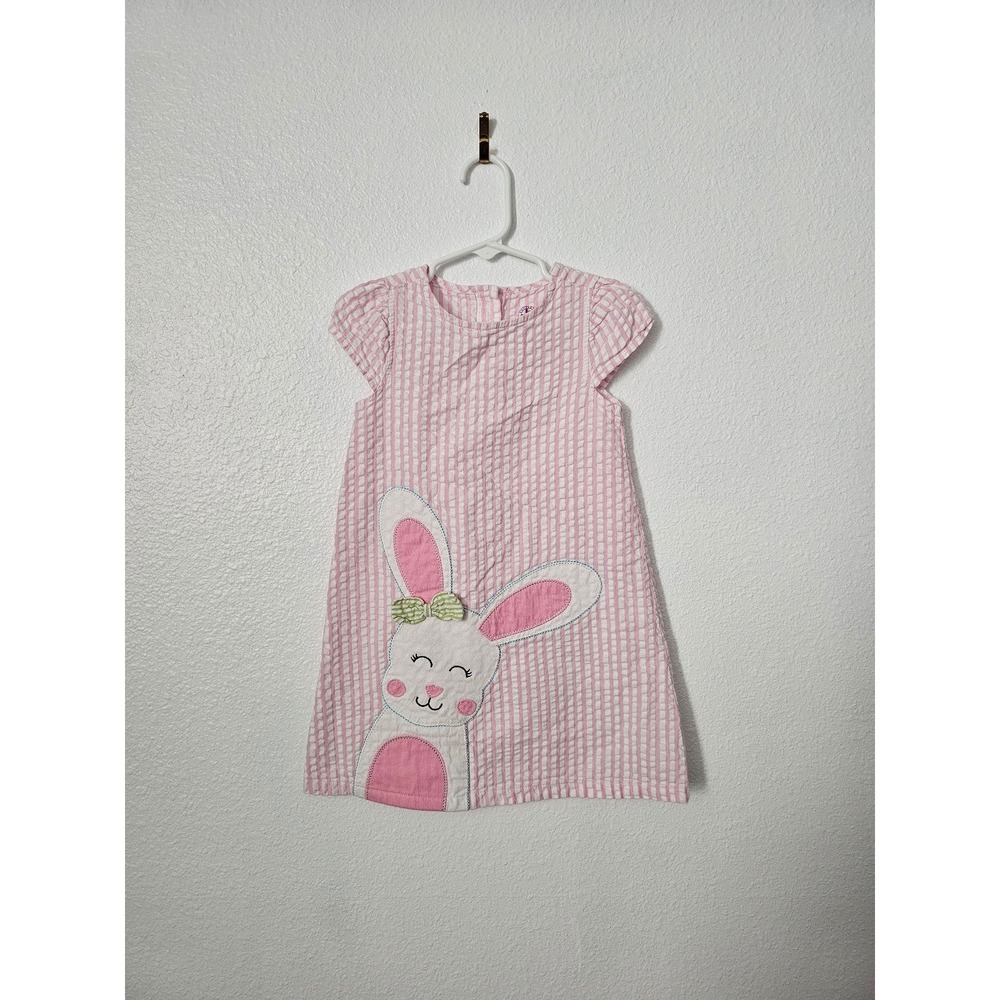 Bunny Rabbit Easter Pink and White Dress Toddler Size‎ 4